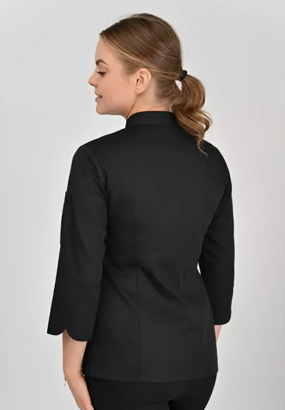 Китель поварской женский Бордо2 ТМ Topline, чёрный 3/4 22004 фото