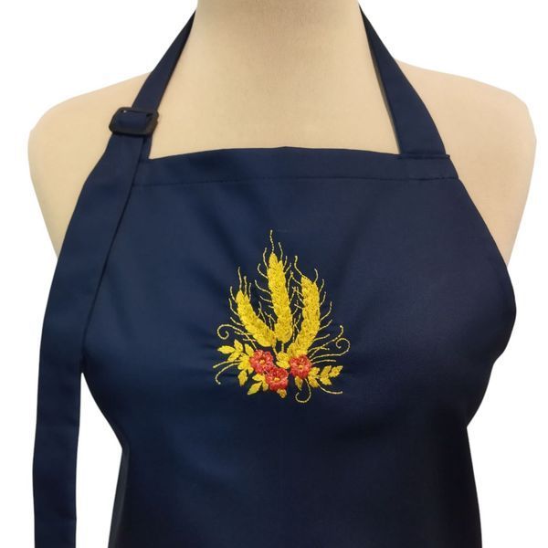 Передник с вышивкой Колоски для баристы, официанта, продавца, флориста 22601 фото