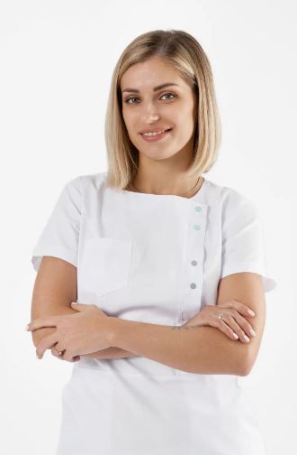 Медицинское платье Марокко, белый (цветная кнопка) 31110 фото