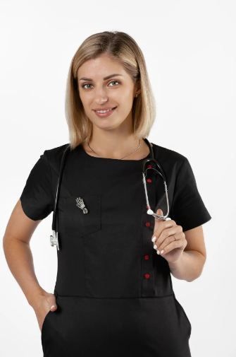 Медична сукня Марокко, чорна (червона кнопка) 31112 фото