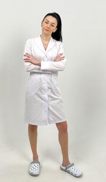 Медицинский халат Аризона белый, длинный рукав 31003 фото
